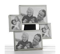 QUALITY SATIN SILVER FINISH OVERLAP MULTI PHOTO FRAME COLLAGE 4 PHOTOS NEW BOXED