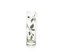 Quality SILVER LEAF TENDRIL Design Cylinder Glass Bud Vase - Mouth Blown/Hand Decorated Glass - Ideal Silver Wedding/25th Wedding 19.5cm