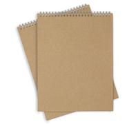 Quality Sketch Pads - 2 Pack - A4 Landscape/Portrait Spiral Bound Hardback Sketch Books - 60 Pages (30 Sheets) - 350gsm Kraft Card Cover with White 170gsm Acid Free Art Paper