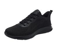 Quality Sneakers for Men, Mens Trainers Ankle Support, Lace Up Sneakers Breathable Mesh Wedge Sneakers Slip On Trainers with Anti Slip Soles Lightweight Walking Jogging Running Shoes Black