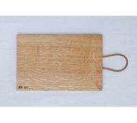Quality Solid Oak Bread/Chopping Board 350 x 230 x 24mm with Leather Handle