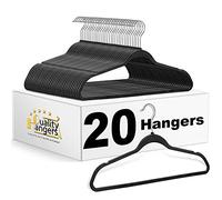 Quality Suit Hangers 20-Pack, Non-Velvet Plastic Hangers for Clothes Ultra Thin Space Saving 360 Degree Swivel Hook Strong and Durable Clothes Hangers Hold Up-To 10 Lbs, for Coats Pants, (Black, 20)