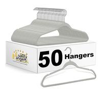 Quality Suit Hangers 50-Pack, Non-Velvet Plastic Hangers for Clothes Ultra Thin Space Saving 360 Degree Swivel Hook Strong and Durable Clothes Hangers Hold Up-To 10 Lbs, for Coats, Jackets, (Gray, 50)