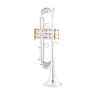 Quality Trumpet Silver Plated GOLD KEY Flat Bb Professional Trumpet Bell Musical Instruments (Color : Silver)