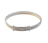 QUALITY UK Sterling Silver 6mm Expanding Engraved Bangle Extra Large Ladies Adjustable up to 8.5"