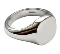 QUALITY UK Sterling Silver Solid Cushion Signet Ring 12 x 11mm Approx 7.1g Size O