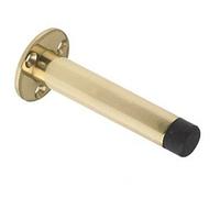 Quality Wall Mounted Skirting Door Stop With Face Fix Rose 80mm Projection ZAB09B (Polished Brass)