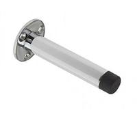 Quality Wall Mounted Skirting Door Stop With Face Fix Rose 80mm Projection ZAB09B (Polished Chrome)