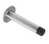 Quality Wall Mounted Skirting Door Stop With Face Fix Rose 80mm Projection ZAB09B (Satin Chrome)