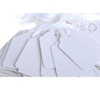 Quality White 21 x 13mm Strung Tags Price Tags Labels Reinforced Rings Luggage Strong String Retail Gun Ticket Tie On Gift Ivy(Pack Of 100)