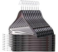 Quality Wooden Hangers - Slightly Curved, 20 Pack Sets - Mahogany Color Wood Coat Hangers with Chrome Hooks - Heavy-Duty for Clothes, Jackets, Shirts, Pants, Suits