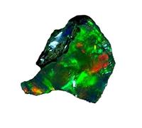 Qualitygems Aurora Black Opal Ring - Large Raw Opal, Emerald Green, 2.70 Cts, Natural Ethiopian, Multi Fire, 11x13x5mm, SM17-18