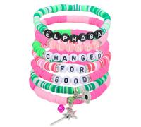 QualityLife 7 Pcs Witch Movie Lover Gift, Friendship Bracelet, Stackable Vinyl Disc Clay Beaded Stretch Bracelets, CHANGED For GOOD Gifts for Sister Friendship BFF Gifts