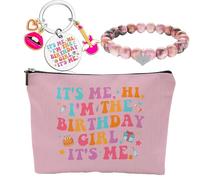 QualityLife Happy Birthday Makeup Bag With Card,Singer Fans Merch With Happy Birth-tay 10 Singer Images for Tay Fans,Womens and Girls Birthday Gifts, Pink, It's Me