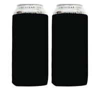QualityPerfection 16 oz Can Cooler Sleeves (2 Unit) Neoprene Blank Beer Coolers Thick Fabric Tall Beer Collapsible Drink Coolies, Thermocoolers 16 ounce Tall Boy Can Coolie (2, Black)