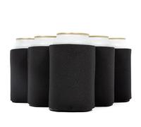 QualityPerfection Beer Blank Can Cooler Sleeve(12 Units) Foam Covers Sublimation, HTV Insulated, Collapsible For DIY Customizable, Favors, Parties, Events, Blank Design, Ready for Printing (Black)