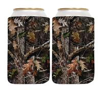 QualityPerfection Can Cooler Sleeve (2 Units) 12 Oz Neoprene Collapsible Cooler Can Cover, Insulated Can Holder, 4mm Thick Beer Cover & Soda Can Cover, Police Cooler Can Covers (Camo Forest)