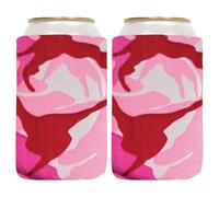 QualityPerfection Can Cooler Sleeve (2 Units) 12 Oz Neoprene Collapsible Cooler Can Cover, Insulated Can Holder, 4mm Thick Beer Cover & Soda Can Cover, Cooler Can Covers (Military Pink)