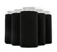 QualityPerfection Can Cooler Sleeves, 16 oz Neoprene Blank Beer Coolers (Pack of 6) Thick Fabric Tall Beer Collapsible Drink Coolies, Thermocoolers 16 Ounce Tall Boy (Black)