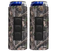 QualityPerfection Magnetic Slim Can Cooler Sleeve, Beer/Energy 3 Magnet vs 2 Magnets Standard Industry 12 oz Skinny Size Neoprene 4mm Thickness (2 Units, Camo Forest)
