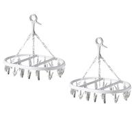 QUALIWARE 2X Oval Socks Dryer 20 Peg White Laundry Clips with Hanger | Peg hanger with clips Storage & Organization Socks Undergarments Laundry Airer Rack Lingeri Knickers Hats Scarves Small Towels