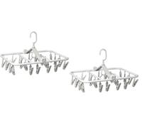 Qualiware 2X Portable laundry hanger with clips Hanging drying rack Clothes Drying Hanger Foldable Hanging Sock Clip Rack for Bras Lingerie Shoe Insoles Hats GlovesTowels Scarf Baby Clothes| WHITE