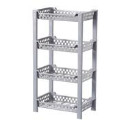 Qualiware 4 Tier Corner Shower Caddy Organiser Standing Shelf Rack Rustproof Corner Shelves for Bath Accessories, Shower Pan, Bathtub, Bathroom Storage Unit,17.3 x 27 x 51 Centimeter Grey