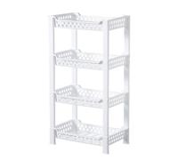Qualiware 4 Tier Corner Shower Caddy Organiser Standing Shelf Rack Rustproof Corner Shelves for Bath Accessories, Shower Pan, Bathtub, Bathroom Storage Unit,17.3 x 27 x 51 Centimeter (White)