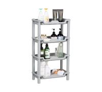 Qualiware 4 Tier Shower Caddy Organiser Standing Shelf Rack Rustproof Rectangle Shelves for Bathroom Storage, Bath Accessories, Shower Pan, Narrow Places, 40 x 20 x 69.5 Centimeter, Grey