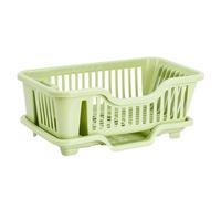 Qualiware Dish Drainer-Space-Saving Dish Drying Rack for Kitchen Counter, Durable PP Plastic Kitchen Drying Rack with a Cutlery Holder, Drip Tray, Drying Rack for Dishes, Knives and Forks (Green)