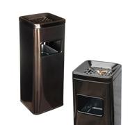 Qualiware Litter Dustbin Large Rubbish Waste Bin And Removal Lid Stainless Steel Metal Ash Tray Indoor Outdoor Home Garden Office Restaurant Pub 25Lx25Wx70H cm Black & Silver (Black)