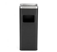 Qualiware Litter Outdoor Ashtray Dustbin Large Rubbish Waste Bin with Removal Lid Free Standing Stainless Steel Metal Indoor for Home Garden Office Restaurant Pub Black Square