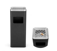 Qualiware Outdoor Litter Ashtray Dustbin Large Rubbish Waste Bin with Removal Lid Free Standing Stainless Steel Metal Indoor for Home Garden Office Restaurant Pub Black Square