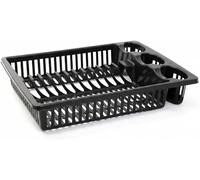 Qualiware Plastic Dish Drainer Rack & Sink Strainer with Plate Organizer and Cutlery Holder, Durable Space-Saving Kitchen Drying Stand