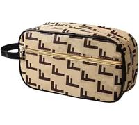 Qualiware Travel Toiletry Wash Bag for Men and Women Traveling Dopp Kit Shaving Bag for Toiletries Accessories Makeup Cosmetic Organizer (Tan)