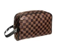 Qualiware Travel Toiletry Wash Bag for Women and Men, Traveling Dopp Kit Shaving Bag, Hanging Organiser Waterproof for Toiletries Accessories Cosmetics Brushes Tools, Make up Bag with Handle (Brown)