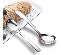 Qualizon 18/8 Stainless Steel Good Quality Adult Soup Spoon, Big Round Heavy Weight Dinner Spoon 4-Piece (7.2Inch)