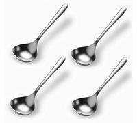 Qualizon 18/8 Stainless Steel Heavy Duty Big Soup Spoon Large Serving Spoon Mini Ladle-7.9inch (4 Packed)