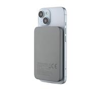 Qualo Power bank 5000 mAh, 20W, Wireless, Mini, Inductive, Fast Charging, Compatible with iPhone and Samsung, Grey, Compact