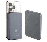 Qualo Power Bank Recycling, 5000 mAh, 20W, Silver, Wireless, Mini, Inductive, Fast Charging, Compatible with iPhone and Samsung, ECO