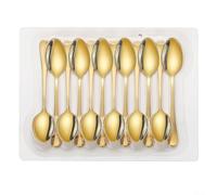 Qualoramall 12 Pcs Stainless Steel Spoon Set, Mirror Polished Teaspoons for Dining, Rust Resistant Cutlery Silverware for Daily Meals, Family Gatherings, Weddings, Parties,(Gold)