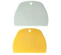 Qualoramall 2 Pack Plastic Dough Cutters with Measurement Scale Bench Scraper for Sourdough Bread Baking Cake Fondant Mixing and Cleaning Yellow and Green 6 Inch