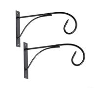 Qualoramall 2 Pack Wall Mounted Flower Pot Hangers Iron Art Hooks for Hanging Plant Baskets Candle Holders Lanterns Outdoor Garden Decor 27x15.5x3cm(Black)