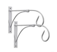 Qualoramall 2 Pack Wall Mounted Flower Pot Hangers Iron Art Hooks for Hanging Plant Baskets Candle Holders Lanterns Outdoor Garden Decor 27x15.5x3cm(White)