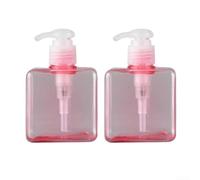 Qualoramall 2 Pcs 8 oz 250 ml Plastic Amber Pump Bottles for Liquid Soap Shampoo Conditioner Lotion and Cosmetics Travel Organizer Toiletries Reusable Leakproof PP Con(Pink)