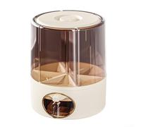 Qualoramall 360 Rotating Grain Dispenser 6-Grid Dry Food Storage Container with One-Click Output for Rice Cereal and Pantry Organization White 9.23x9.23x9.45 Inch(Cream-Large)