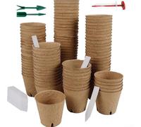 Qualoramall 50-Pack 3.15-Inch Biodegradable Nursery Plant Pots with 20 Plant Labels for Indoor Outdoor Gardening Herbs Flowers Vegetables(C)