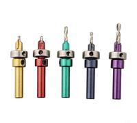 Qualoramall 5Pcs Adjustable Countersink Drill Bits Set with Round Shank for Woodworking Hole Punching Screws 2.8mm 3mm 3.2mm 3.5mm 4mm Steel DIY Home Projects