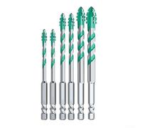 Qualoramall 6-Piece 4-Edge Saw Tooth Eccentric Drill Bit Set for Tile Concrete Brick Drywall Wood Metal 6mm 8mm 10mm 12mm Carbide(3 types)