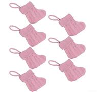 Qualoramall 7Pcs Mini Christmas Stockings Knit Xmas Stockings Christmas Tree Ornaments, Family Holiday Party Decor Supplies For Tree And Door Hanging(rosy)